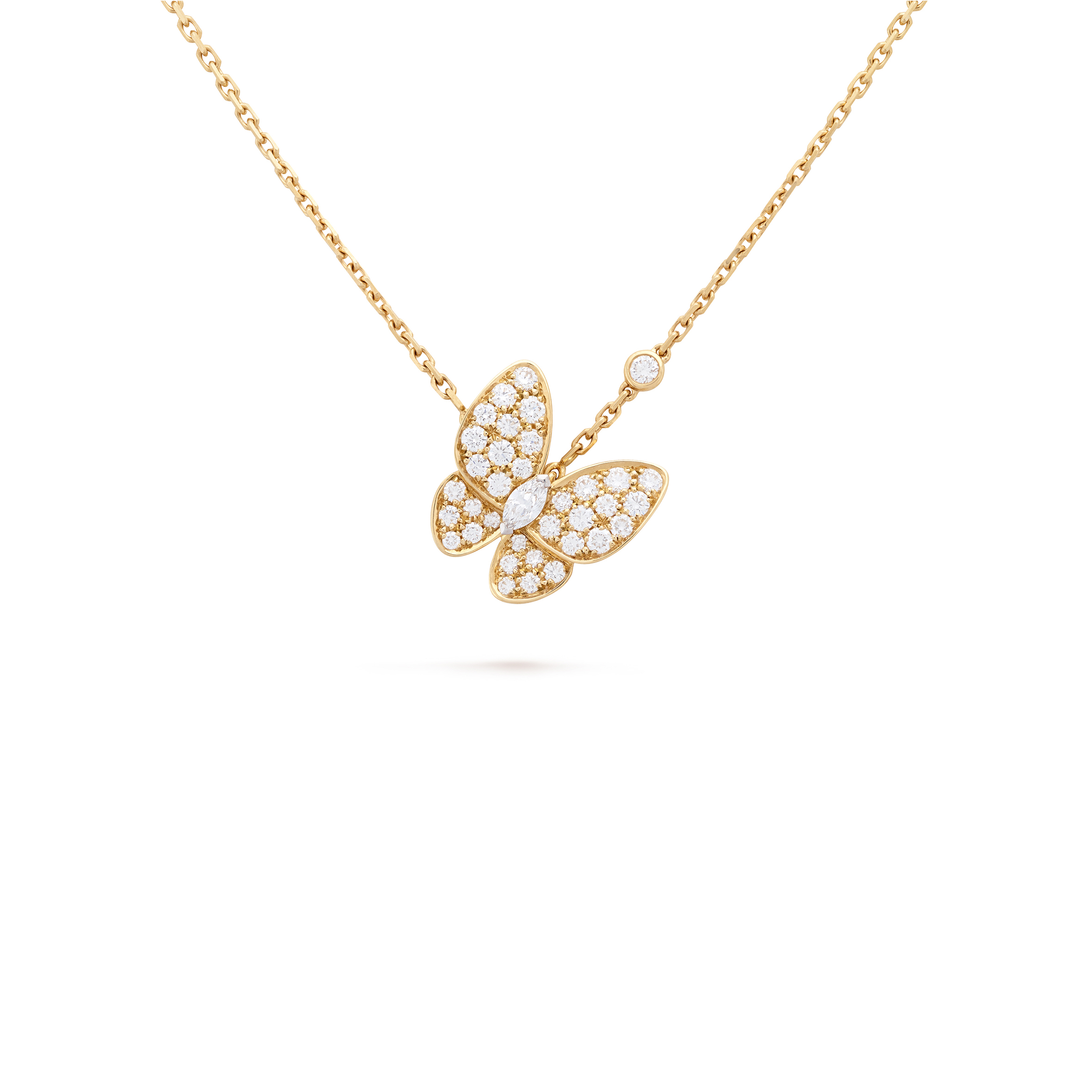 VAN CLEEF ARPELS TWO BUTTERFLY PENDANT - YELLOW GOLD, DIAMOND  VCARP3DP00